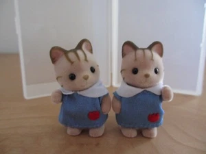 Sylvanian Families Lucky Striped Cat Baby Twins & Nursery Uniforms From JAPAN - Picture 1 of 21