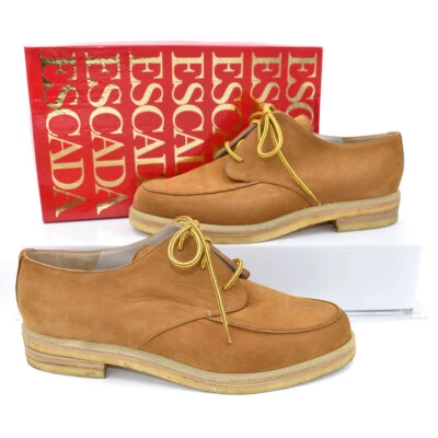 Escada Camel коричневый подлинный замши Lave вверх туфли с коренастый резиновая подошва размер 9 B/39 - Изображение 1 из 4