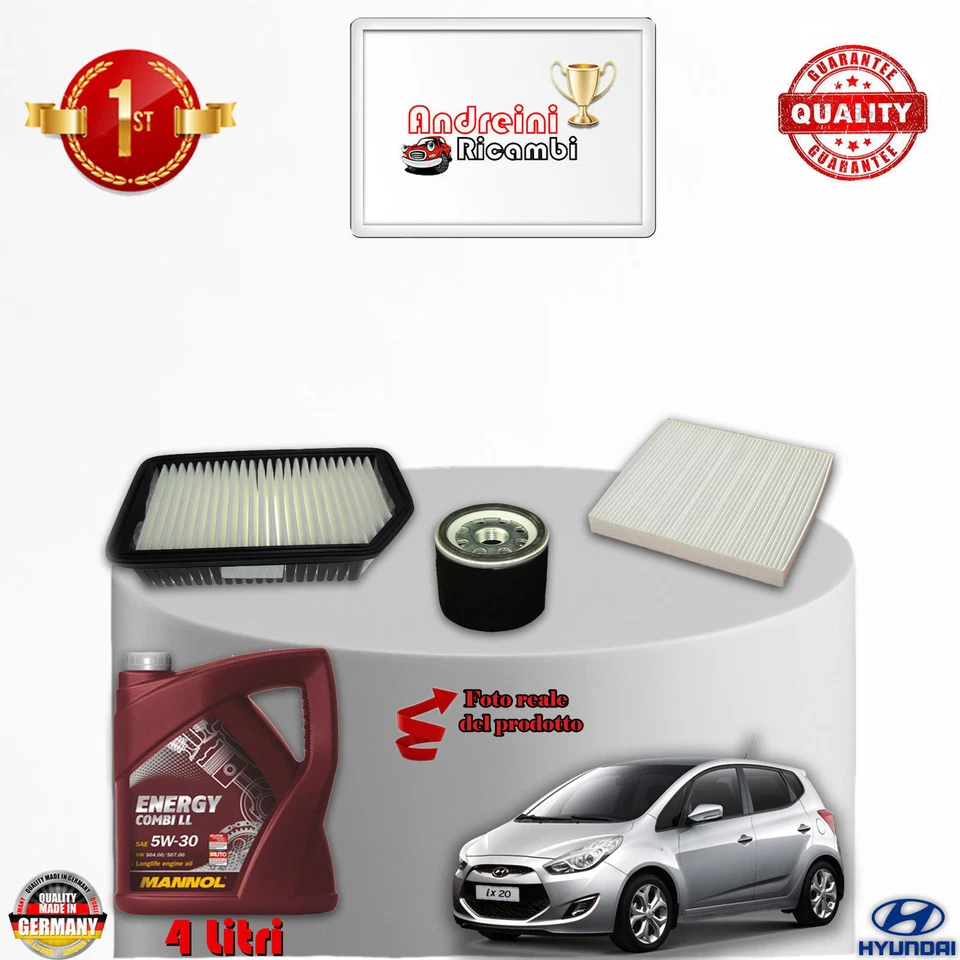 KIT TAGLIANDO FILTRI + OLIO HYUNDAI ix20 1.6 16V 92KW 125CV DAL 2011 ->