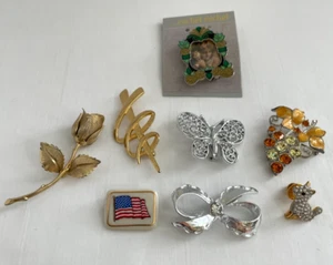 Konvolut 8 Vintage Nachlass Modeschmuck signiert Broschen Anstecknadeln Materialmix - Bild 1 von 24
