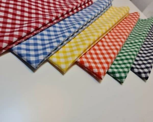 Polycotton Gingham 1/4" Checks Fabric Fat Quarter 50x50cm Bundle of 6 Colors - Picture 1 of 2