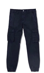 Guess Cargo Pants Big Boys 14Smart Blue Solid Elastic Cuffs Zip/Button Closure - Picture 1 of 3