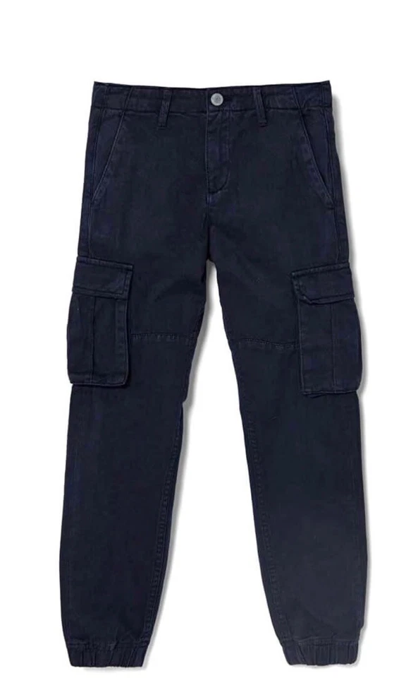 Pantalones cargo Guess Big Boys 14Smart azul puños elásticos lisos cierre de cremallera/botón Foto 1 de 3