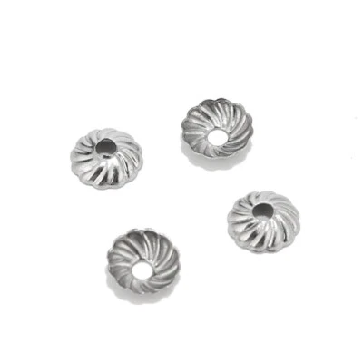 Lote de 200 tapas de cuentas de acero inoxidable tapas de extremo plateadas para hacer joyas hágalo usted mismo  Foto 1 de 3