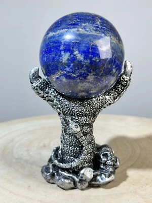 Echte blaue Lapislazuli-Kugel 360g (61mm) mit Halter aus Badakhshan, Afghanistan - Bild 1 von 4