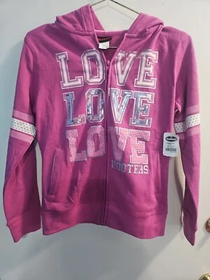Sudadera con capucha Hooters Pink Love cremallera completa talla pequeña Foto 1 de 4
