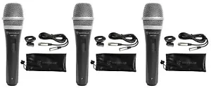3 microfoni Rockville RMP-XLR Dynamic Cardioid Pro + cavi XLR 10' + 3 clip - Foto 1 di 8