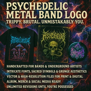 Banda de Metal Psicodélico Premium Servicio de Diseño de Logotipo - Logotipo a Medida - Imagen 1 de 4