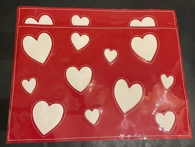 Unique Unbranded Red Vinyl Heart Cutout Placemats 18"x12" Set of 2 Valentines - Image 1 of 4