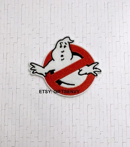 3.5x3 Iron-On Embroidered Appliqué Patch - Ghost Stop Sign Patch Spirit Patch - Picture 1 of 2