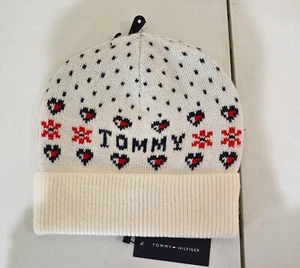 NWT YOUTH KIDS GIRLS TOMMY HILFIGER BEANIE WINTER HAT HEART CHOOSE SZ - Picture 1 of 4
