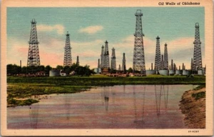 Postcard OK Oil Wells of Oklahoma Unposted Linen Vintage Curt Teich Unposted - Picture 1 of 2