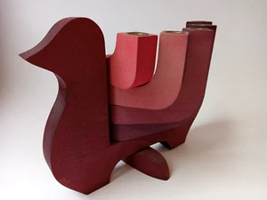 1960s-1970s Scandinavian Design Wood Folding Bird 5 Arm Candle Holder EUC - Picture 1 of 15