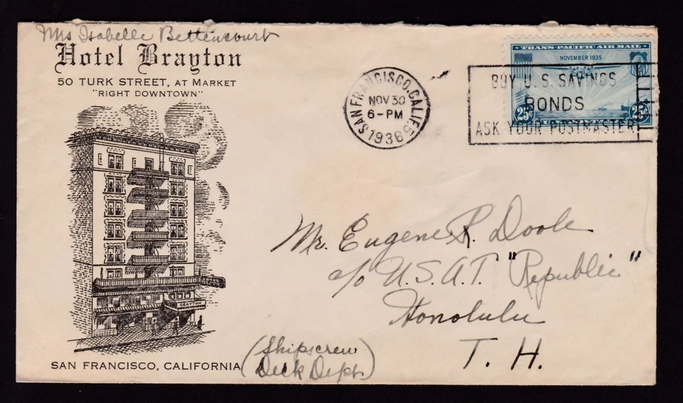 HOTEL BRAYTON, SAN FRANCISCO, CALIFORNIA -1938 - Image 1 of 1