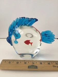 Vintage MURANO Glass Fish In Fish Figurine Decor ~ 7" X 6"~ Home Decor ~ 1990s - Picture 1 of 10