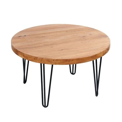 Reclaimed Elm Wood Coffee Table – Round Farmhouse Rustic Centerpiece Solid Wood - Image 1 of 4