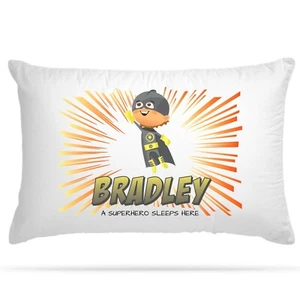 Personalised Cute Superhero Themed Kids Pillow Case Bedroom Decoration Gift - Picture 1 of 20