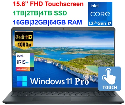 2024 Dell Inspiron 15 Laptop Touch i7-1255U Upto 64GB RAM & 2TB SSD, Win 11 Pro - Image 1 of 4