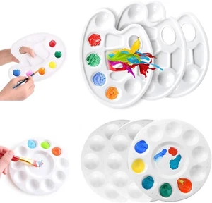6 X Artist Paint Palettes Plastic Mixing Tray for Acrylic Oil 3 x Oval 3 x Round - Picture 1 of 6
