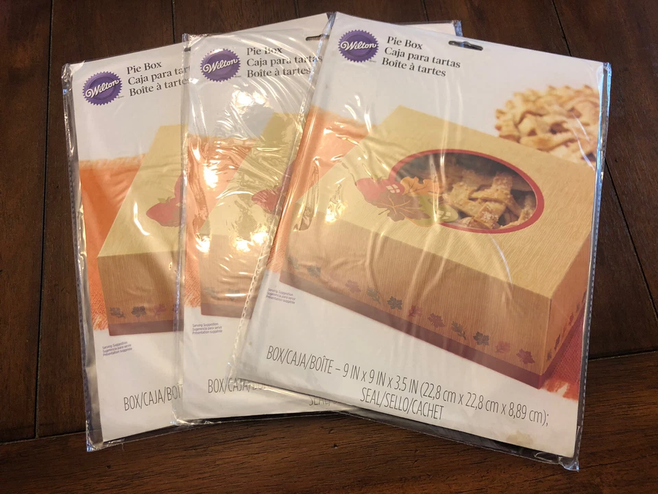 Wilton Pie Boxes Set Of 3 Autumn Festive Thanksgiving Gift Box 9” X 9” X 3.5” - Image 1 of 4