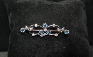 Vintage Antique Ladies 14 kt Yellow Gold Zircon & Diamond Pin - Picture 1 of 6