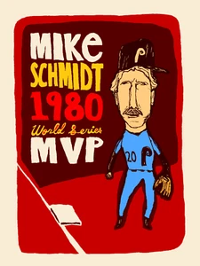 Mike Schmidt Philadelphia Phillies 1980 World Series MVP Art Poster Print 16x12 - Picture 1 of 5