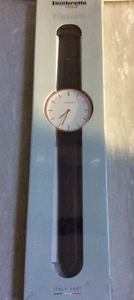 Lambretta Classico 40 Rose Gold Watch Mens White Dial Brown Genuine Leather Band - Picture 1 of 3