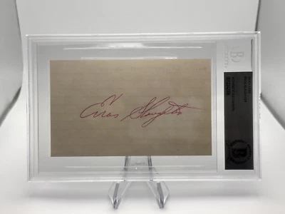 ENOS SLAUGHTER AUTOGRAPH INDEX CARD BECKETT BAS SLABBED CARDINALS HOF - Image 1 of 2