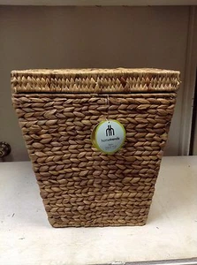 Organizador de almacenamiento de juguetes de pastos marinos tejidos jacinto bote de basura tapa de cesta 14x14x16 - Imagen 1 de 3
