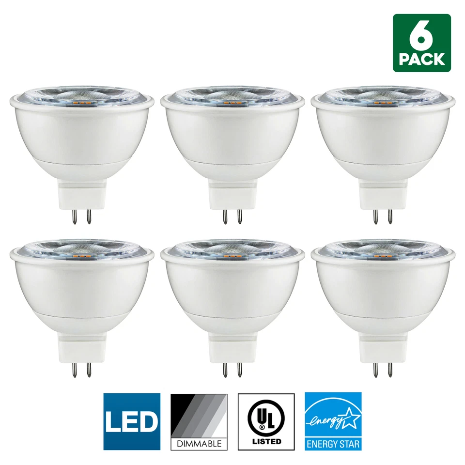 6 Pack Sunlite MR16 LED Bulb, 12V, 7 Watt, 5000K, GU5.3 Base, Dimmable - Image 1 of 4