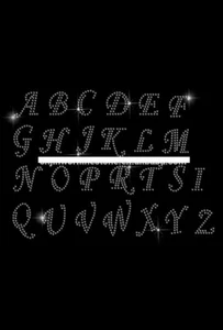 SWAROVSKI CRYSTAL HOT FIX IRON ON INITIALS ITALICS Font JOB LOT 74 pieces - Picture 1 of 6