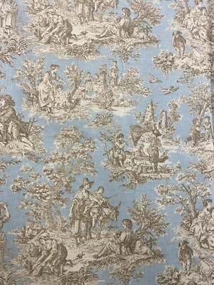Waverly Rustic Life Robins Egg Blue Toile Home Dec Fabric 1 + Yard B2 - Image 1 of 4