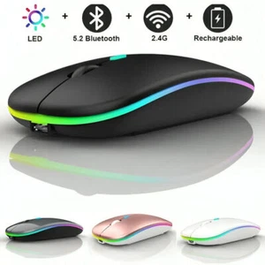 PC Maus Kabellos Bluetooth und Funk für Laptop Tablet Aufladbare leise Maus LED - Bild 1 von 7
