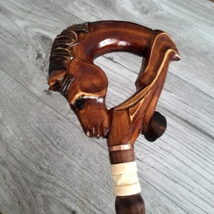 Antique Horse hoof Designed Handle Walking Sticks Wooden Gift Hand-Carved Cane - Picture 1 of 9