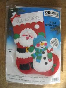 "SANTA & SNOWMAN STOCKING" Design Works Crafts kit , 16" felt Christmas stocking - Picture 1 of 5