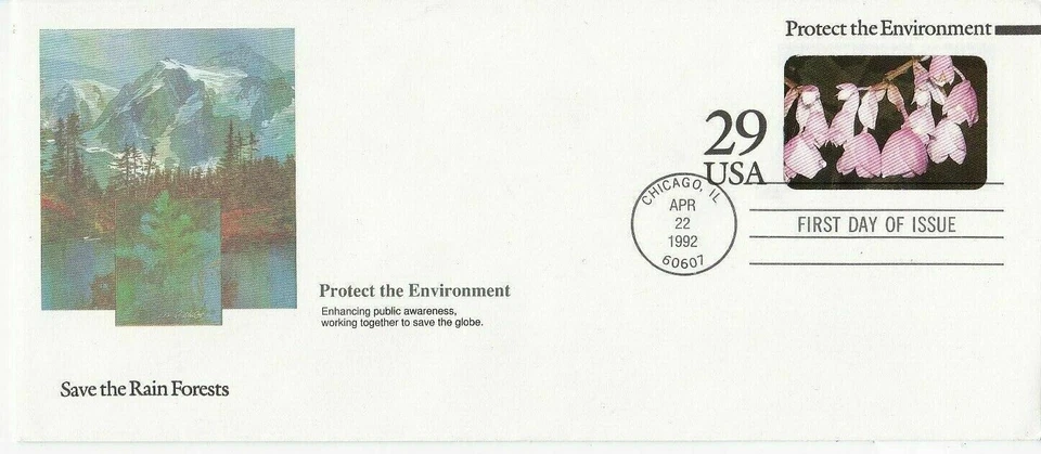 SAVE THE RAIN FOREST PROTECT ENVIRONMENT 1992 FLEETWOOD CACHT FDC #10 SIZE COVER - Imagem 1 de 1