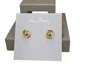Vera Bradley Mod Elegance Gold Tone Stud Earrings NWT - Picture 1 of 3