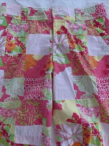 LILLY PULITZER Ladies Sz. 4 Resort Shorts -Patchwork Pink, Green, White  Print - Picture 1 of 9