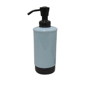 Bomba dispensadora de jabón de cerámica y metal mDesign, para cocina o baño - azul claro - Imagen 1 de 7