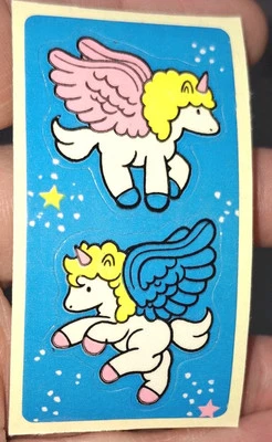 Pegatinas vintage, pequeño mod, tira, unicornios azules, flomo, (STK51) Foto 1 de 3