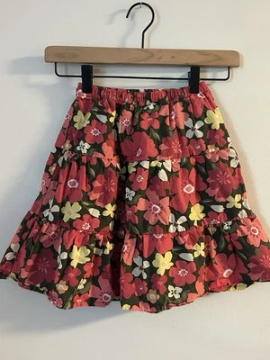 Girls Gymboree Brown Floral Lined Long Skirt Elastic Waist Size 7 - Image 1 of 4