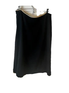 Banana Republic Black Wool/ Rayon Straight Skirt Size 12 Ivory Trim Vent NWT - Picture 1 of 8