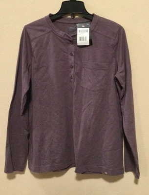 NUEVA Camisa Dickies Henley Peso Pesado Mujer Manga Larga 1/4 Botón Púrpura Grande Foto 1 de 4