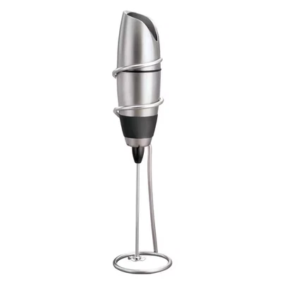 Milk Frother Stainless Steel Make Cappuccinos Mocha Latte With Chrome Stand - Image 1 of 4