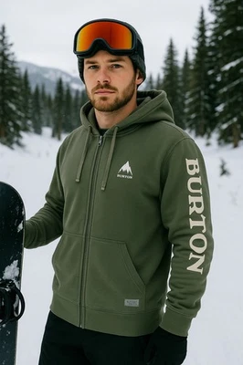 Burton Elite Waffle Full Zip Hoodie XL Green Durable Goods Logo Sleeve... - Image 1 of 4