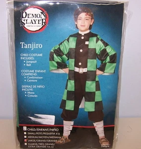Demon Slayer Tanjiro Halloween Costume Jumpsuit & Belt Cosplay Boys Large 10-12 - Picture 1 of 4