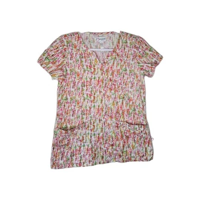 Scrub Top Women's XS 100% Cotton Peaches Uniforms  Multicolored - Image 1 of 4
