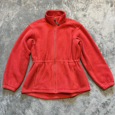 LL BEAN Fleece Jacket Womens M Burnt Orange Full Zip Outdoor Warm Pocket Cinched - Image 1 of 4
