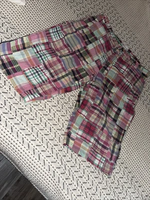 🔥RARO🔥 Y2K Impermeable Para Mujer Talla 6 Madras A Cuadros Bermudas Más Largas Algodón Rosa Foto 1 de 4