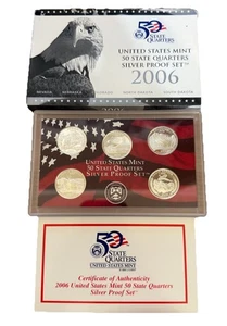 2006-S U.S. Mint Silver 50 State Quarters Proof Set NV NE CO ND SD OGP & COA - Picture 1 of 2